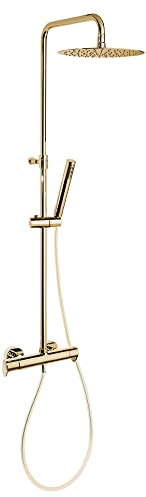 Ramon Soler 365402RM250OC Alexia Conjunto Gran Ducha Termostático con Columna Telescópica Color Oro Cepillado