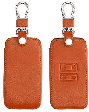 kwmobile Autoschlüssel Kunstleder Hülle kompatibel mit Renault 4-Tasten Smartkey Autoschlüssel (nur Keyless Go) - Schlüsselhülle in Orange