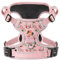 HEELE Hundegeschirr, Zugentlastung, reflektierend, mit gepolstertem Griff, Kontrolle, 2 Metallringe, Geschirr für kleine mittelgroße und große Hunde, Blume, Rosa, L