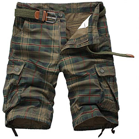 Sanykongy Herren Plaid Strand Shorts Camo Camouflage Shorts Militär Kurze Hose Bermuda Cargo Overalls, armee-grün, 42W