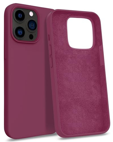 MyGadget Custodia per iPhone 14 Pro - Hardcase con Strato Microfibra & Cover Silicone Resistente - Protezione Antigraffio & Antiurto - Bordeaux