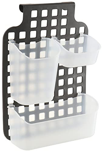 com-four® 4-teiliges Badezimmer-Regalset - Hängeaufbewahrung für Bad und Küche - praktischer Hängeorganizer - Aufbewahrung an Schränken und Türen (Hängekorb 4-teilig grau)