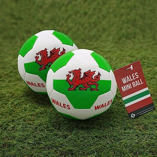 Strength and Honour | 2 x Wales Welsh Mini Soft PU Leather Kids 4inches Football | Textured Soccer Compact Ball | World Cup Supporter Gift | Indoor Outdoor Practice