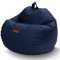Green Bean Sitzsack aus Kunstleder mit EPS Perlen Füllung - 90 x 70 cm - Bean Bag Sitzkissen Sitzpuff Sitzsessel Bodenkissen Lounge - Dunkelblau