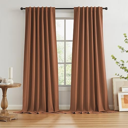 KEQIAOSUOCAI Verdunkelungsvorhänge, Leinen, 250 cm lang, für Wohnzimmer, 2 Paneele, Haken, Gürtel, Rückenlasche, Vorhänge, rustikale Westernvorhänge für Schlafzimmer, Hütte, B 50 x L 102 cm