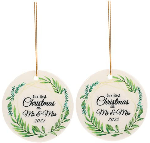 ABOOFAN Weihnachtsdeko 2st Weihnachtsbaum-anhänger Gerade Geheiratet Christbaumkugeln Weihnachtsschmuck Basteln Selber Machen Personalisierter Kürbis Dekorationszubehör Weißes Porzellan