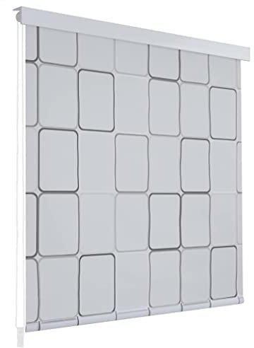 BULANED Duschrollo, Spritzschutz Für Badewanne, Duschvorhang Badewanne, Badewanne Vorhang, Duschvorhang Rollo, 100 x 240 cm Quadratmuster
