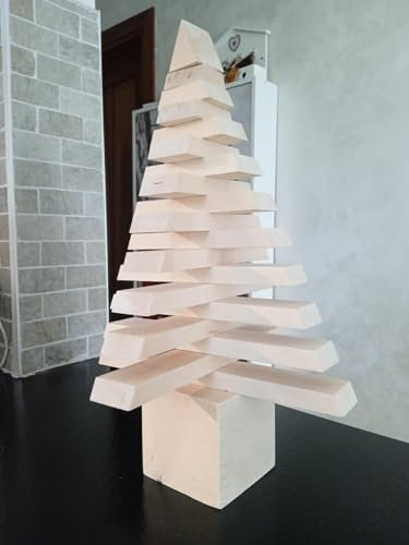 Albero di Natale artigianale modulabile in legno di tiglio naturale, NON TRATTATO!