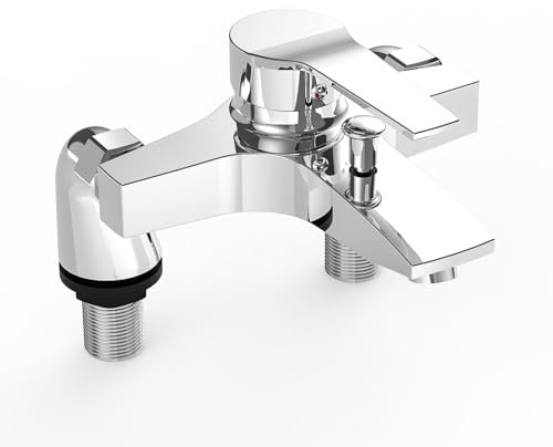Marketero Mitigeur de baignoire moderne à levier unique avec valve en céramique à double sortie pour salle de bain en laiton chromé