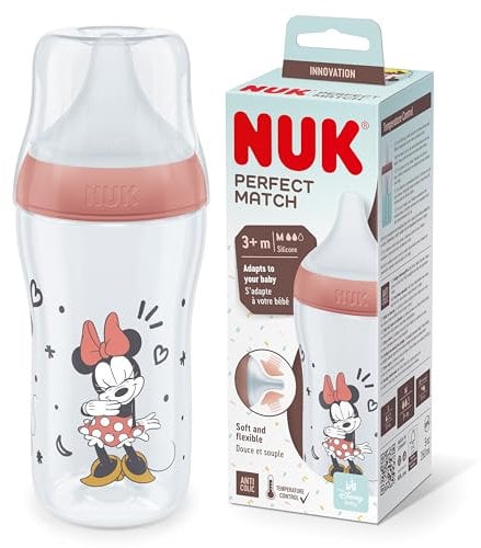 Tétines pour biberons NUK Perfect Match, 0+ mois, S’adapte au palais de bébé, Évent anti-coliques, Sans BPA, TÉTINE S en silicone pour biberons, 2 pièces