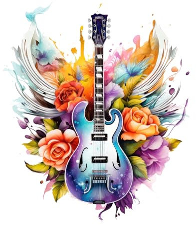GRAZDesign Wandtattoo Gitarre E-Gitarre Wandaufkleber als Wanddeko, für Kinderzimmer, Jugendzimmer, Wohnzimmer - 47x40cm