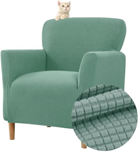 Highdi Stretch Sesselbezug Sesselhusse Elastische Jacquard Sofaüberzug, Weicher Club Chair Cover mit Armlehne Sitzbezug(Grün)