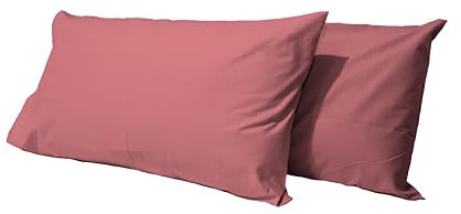 Jenny Sesal - Federe in Cotone Tinta Unita - Confezione da 2 con Chiusura a Busta - Morbidissime e Piacevoli al tatto - Dimensioni Perfette - 100% Puro Cotone (Rosa Antico)