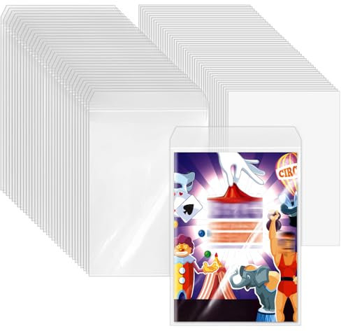 VOKOY 50 Sets Current Size Comic Book Bags and Blackboards, Reusable Clear Comic Book Covers with Double-Sided White Cardboard, Regular Comic Magazine Storage for Collectors