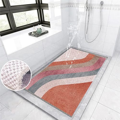 Pevfeciy Rutschmatte dusche 80x120cm PVC Antirutschmatte dusche Farbe Duscheinlage rutschfest mit Haken，Massage Duschmatten für Nassbereiche, Schnell trocknend，Hohe Wasserdurchlässigkeit