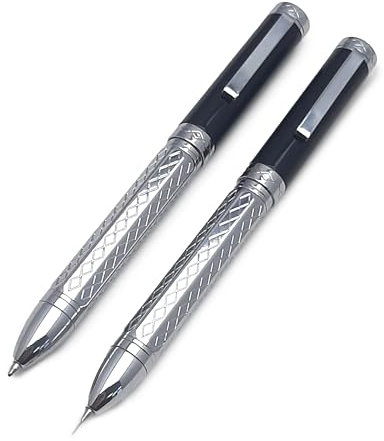 Generico Set aus Kugelschreiber und Druckbleistift, fein graviert und lackiert, schwarze Holzbox