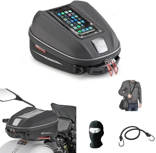 COMPATIBILE CON TM MOTO MX 300 KIT BORSA GIVI+FLANGIA TANLKLOCK DA SERBATOIO MOTO 6 LITRI CON PORTA NAVIGATORE-CELLULARE-GPS 240X290X170MM RESISTENTE ALL'ACQUA