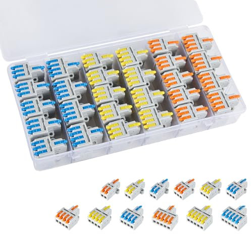 shirylzee Kabelverbinder 54 Stück mit Betätigungshebel, kabelklemmen elektro, Verbindungsklemme, Lüsterklemmen, Elektrische Anschlussblöcke für kabel verbinden
