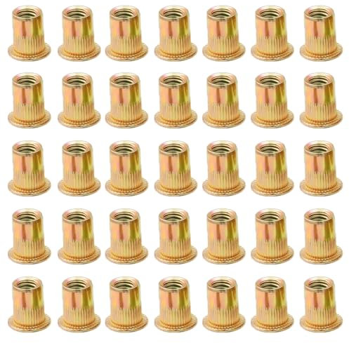 LCOUACEO 120 Piezas Tuercas de Remache de Acero al Carbono Galvanizadas, Tuercas Remachables de Cabeza Plana M8 Remaches Roscados para Metal, Plástico y Madera