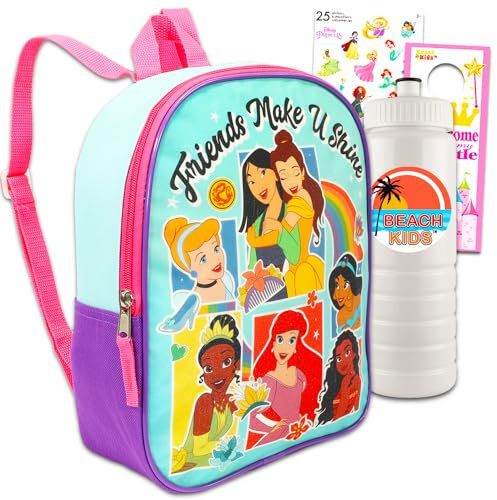Disney Mini mochila de princesa para niños pequeños, paquete de mochila de princesa Disney de 11 pulgadas con Ariel, Belle, Cenicienta y más | Suministros escolares de princesa, Disney Mochila de