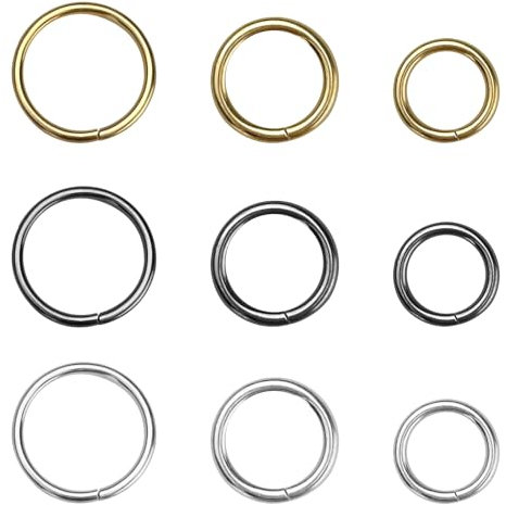 CiShow 90 Stk O-Ringe, Innendurchmesser 20mm/25mm/32mm Rundringe, Metallringe, O-förmiger Haken, O Hoop Mehrzweck, Runde Karabiner für Rucksack, Handgemachte (3 Farben, 3 Größen)