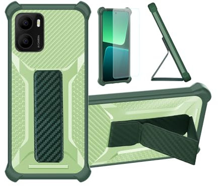 Aroepurt Coque pour Logicom Onix Coque Étui Case Cover Hybride [avec Protection d'écran en Verre trempé] [Support magnétique Pliable] [givré résistant aux Empreintes digitales] Vert