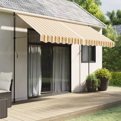 Gecheer Tessuto di Ricambio per Tenda da Sole 3,5x2,5 m, Strisce Arancione e Nero, per Patio, Terrazzo, Giardino