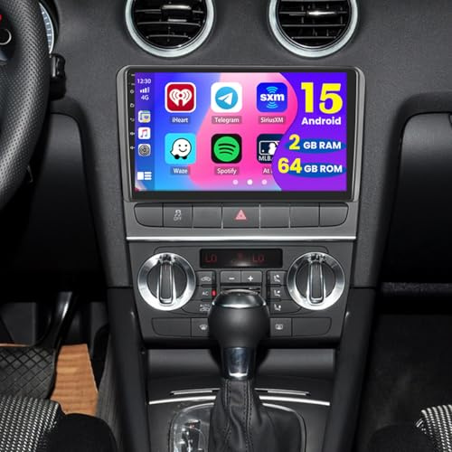 2+64G 9 Radio Android para Audi A3 8P 2003-2012/S3 2006-2012/RS3 2011-2012 | Pantalla Táctil Wireless Carplay Autoradio 2 DIN GPS Navi Bluetooth WiFi FM/RDS Cámara Trasera EQ USB 2+64G DAB/DAB+