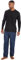 Mens Long Sleeve Plain Top Checked Bottoms Sleepwear Pajama Set Crew Neck Warm Cozy Super Soft Adults Loungewear (Blue-Charcoal, L)
