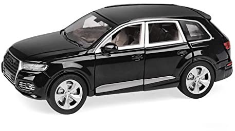 EMRGAZQD Motorfahrzeuge Replika Auto 1:24 Für Audi Q7 Sport SUV Auto Mit Zurückziehbarem Sound Und Licht, Geschenkkollektion, Druckgussmodell Originalgetreue Nachbildung(Black)