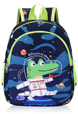 Funmo Kinderrucksack Jungen, Kleiner Dinosaurier Rucksack Kinder, Wasserdicht Vorschule Kleinkind Schulrucksack Kindergarten Schultasche für 1-5 Jahre (Dunkelblau)