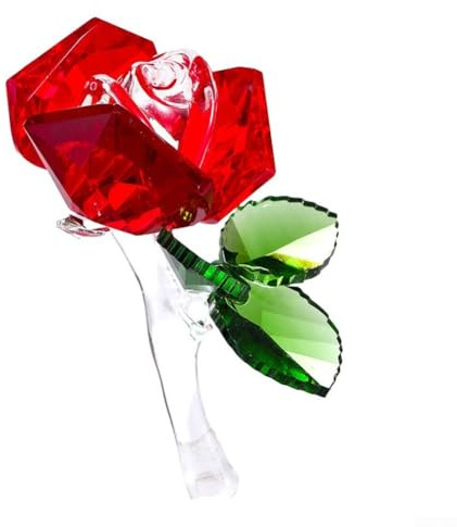 Zoegneer for Crystal Rose Ornaments for Crystal Rose Ornament Creative Home Decor Glass Roses Bouquet Floral Collectible (red)