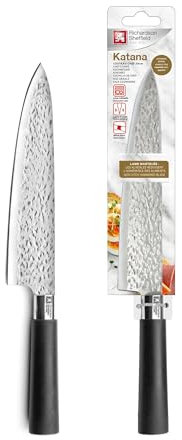 Richardson Sheffield - Couteau de chef - Katana - Acier inoxydable 13 C, Finition Satinée - Lame 20.5 cm - Noir