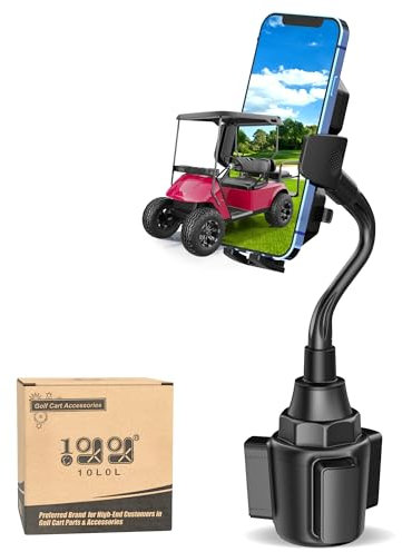10L0L Golf Cart Phone Holder, Universal Cup Holder Phone Mount for All 4.0-6.8 Cellphones, for Yamaha EZGO Club Car and Car, Truck, Etc - Ultra-Sturdy & Non-Shaking