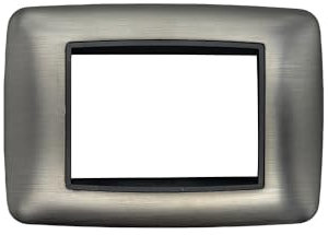 CILIA 1 Pezzo Placca 3 Moduli Acciaio Spazzolato Compatibile Living Int e Supporto 503 Vari 5 Colori Disponibili Adatto per Ristrutturazioni Domestiche e Industriali ecc (grigio)