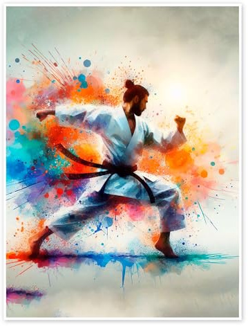 Posterlounge Karate-Kampfkunst in Aquarell Poster | 60 x 80 cm von nobelart Bunt Wandbilder Wanddeko