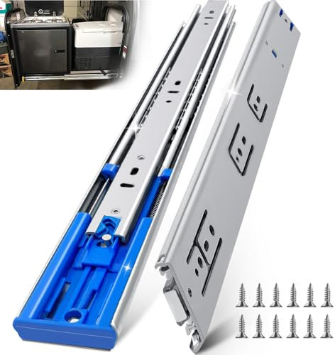 TP-LAIE 90KG Load Capacity Heavy Duty Soft Close Drawer Runners Drawer Slides,700 mm Full Extension Ball Bearing Metal Side Mount Rails Track Glides(1 Pair-28 inch/700 mm,with M4 Screws)