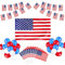 61 Bandiera Americana, Grande Bandiera Americana 90×150cm, 5M Ghirlanda di Banner, 10 Bandiere Americane a Mano, 30 Palloncini d'America, Decorazione per Festa A Tema Patriottismo Compleanno
