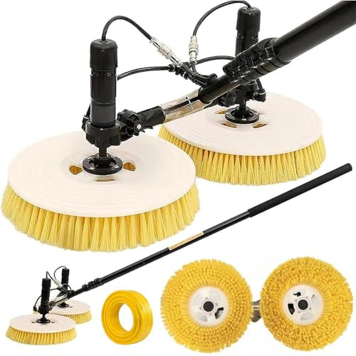 Solar-reinigungsbürste für den Außenbereich, 7,5 m Teleskopstange, 29 m Wasserleitung, 17 m Stromkabel, 65 cm doppelt rotierendem Bürstenkopf, Solar Photovoltaic Cleaning Brush