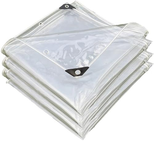 Strapazierfähige, ultraklare PVC-Abdeckplane, wasserdicht, transparent, verstärkte Kanten und Ösen, ideal für Gewächshaus, Terrasse, Pergola, Pflanzenschutz, 10 x 20 m