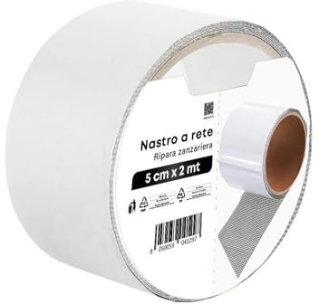 Nastro Adesivo Ripara Zanzariere 5 cm x 2 m – Adesivo Invisibile per Riparazione Schermo Finestra, Autoadesivo Forte in Fibra di Vetro, Grigio – riparazione zanzariera veloce e Facili