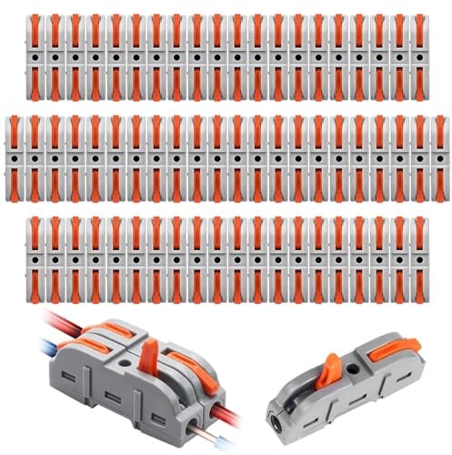 Kabelverbinder 50 Stück, SPL-1 Kabelklemmen Elektro Durchgangsverbinder 4mm² Leiter Klemme mit Betätigungshebel Klemmen Elektro Verbindungsklemme Kombiniert Werden SPL2-5 Kabel-Schnellkupplungen