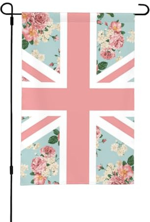 Englische Rosen Union Jack Flagge, 12 x 18 Zoll doppelseitige Sommergarten-Flagge für draußen