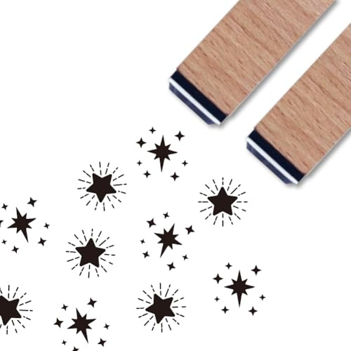 ANATTASOUL 2 Stück Sterne Holzstempel für DIY-Kreationen | 1.5×1.5×6cm Stempelset Personalisiert Stempel für Grußkarten, Geschenkanhänger, Scrapbooking und Bastelprojekte
