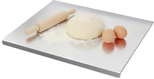 HRJZF 304 Stainless Steel Cutting Chopping Board,60cm x 40cm Heavy Duty Cutting Board Worktop, Large Metal Non-Slip Kitchen Worktop,for Kneading Rolling Bread Meat Vegetable Fruit Baking Pizza