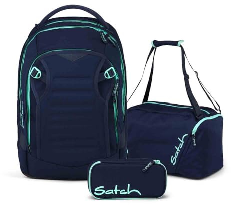 Satch Match Plus Schulrucksack Set 3tlg. inkl. Schlamperbox und Sporttasche (Ocean Mint)