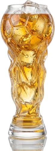Football 2026 Trophy Beer Glass, Clear, 600ml, Sculpted Crystal-Style Glassware Large Beer Mug Match Day Bar Watch Party & Gift for Father Men Soccer Fans
