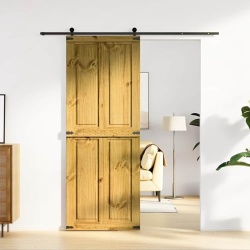Kaloriko Porta scorrevole Corona, 80 x 210 cm, in legno di pino massiccio, per interni, con superficie robusta, salvaspazio ed elegante, per divisori e ristrutturazioni