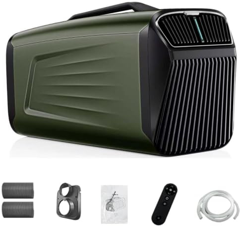 Cashwise Climatiseur Portable, climatiseur Mobile pour Vans aménagés et Petites pièces, 4 en 1 (Modes Refroidissement, Ventilation, déshumidification et Nuit), évaporation Automatique Green-24V