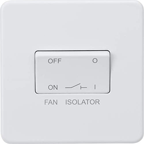 Knightsbridge SF1100MW Screwless 10A 3 Pole Fan Isolator Switch-Matt White, 230 V